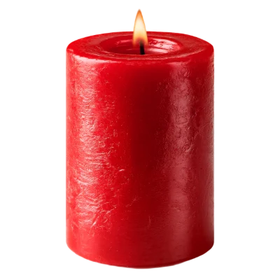 Burning Red Pillar Candle