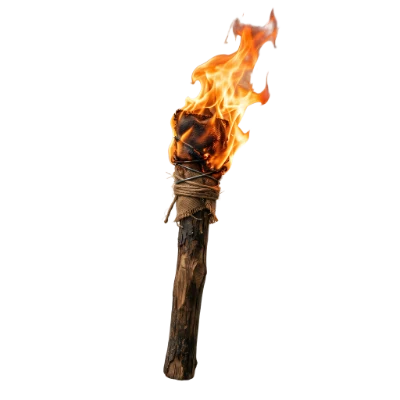 Burning Wooden Torch