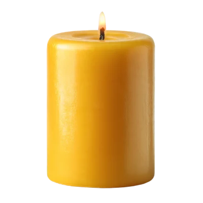 Burning Yellow Pillar Candle