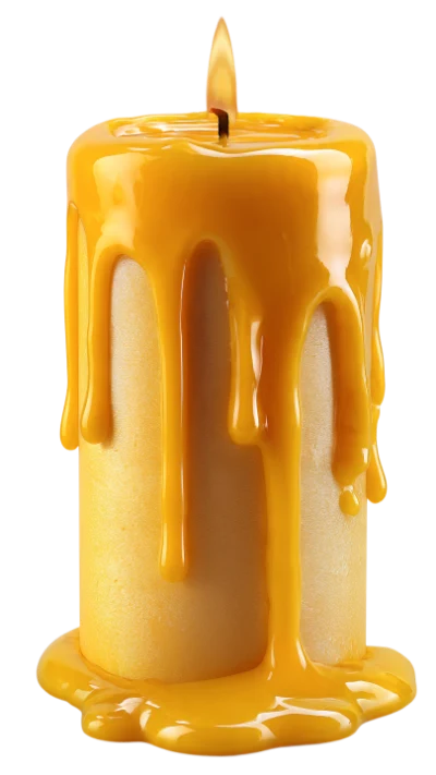 Burning Yellow Wax Candle