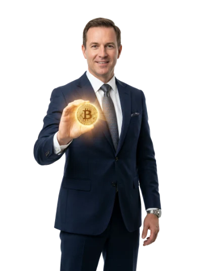 Businessman Holding Bitcoin