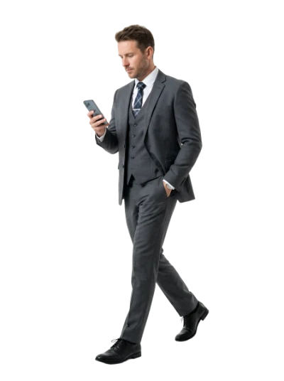 Businessman Walking With Smartphone
