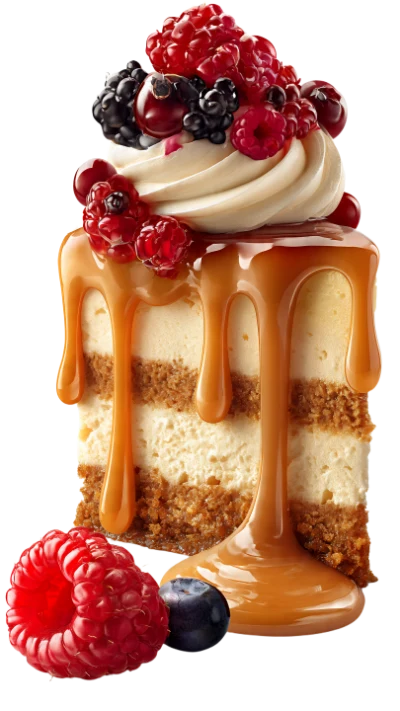 Caramel Berry Cheesecake Slice
