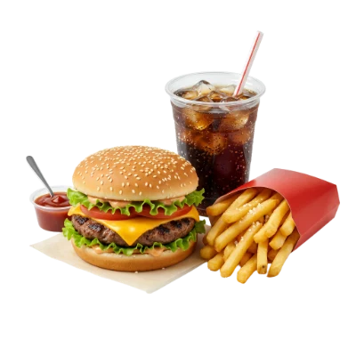 Cheeseburger Fries And Soda