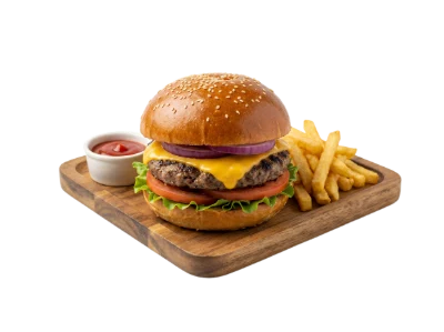 Cheeseburger With French Fries