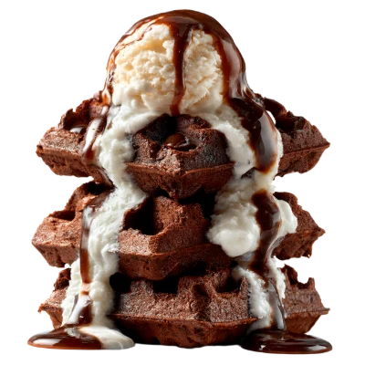 Chocolate Waffles With Ice Cream