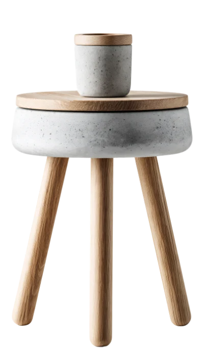 Concrete And Wood Stool