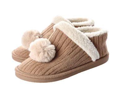 Cozy Knit Pom Pom Slippers