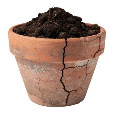Cracked Terracotta Pot Soil