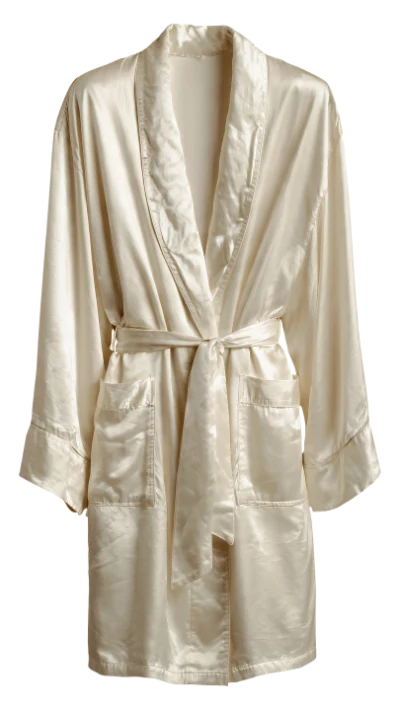 Cream Silk Bathrobe