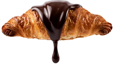Croissant With Chocolate Sauce