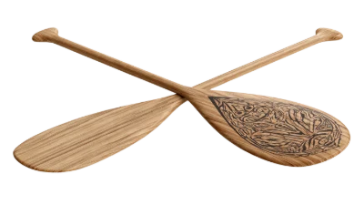 Crossed Wooden Canoe Paddles