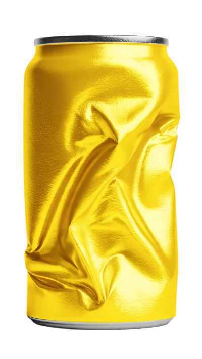 Crushed Yellow Metal Beverage Can 3D