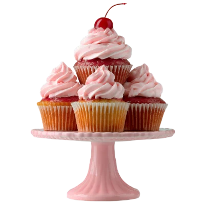 Cupcakes On Pink Stand