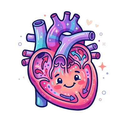 Cute Human Heart Anatomy Illustration