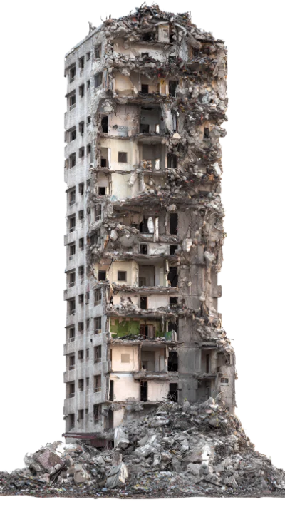 Destroyed High Rise Building