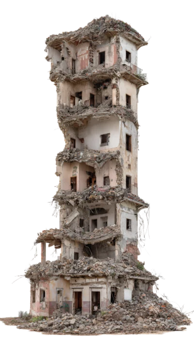 Destroyed Multi Story Building