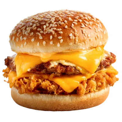 Double Crispy Chicken Cheeseburger