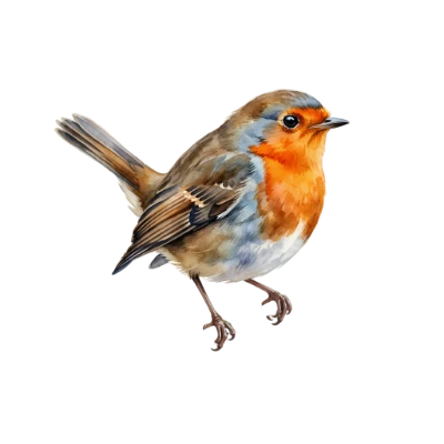 European Robin Watercolor Bird