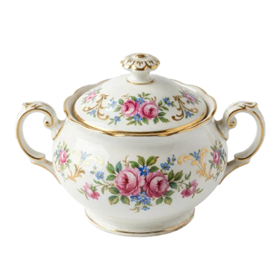 Floral Porcelain Sugar Bowl