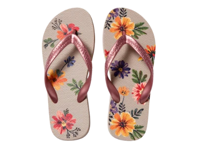 Floral Print Flip Flops