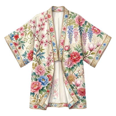 Floral Watercolor Kimono Jacket
