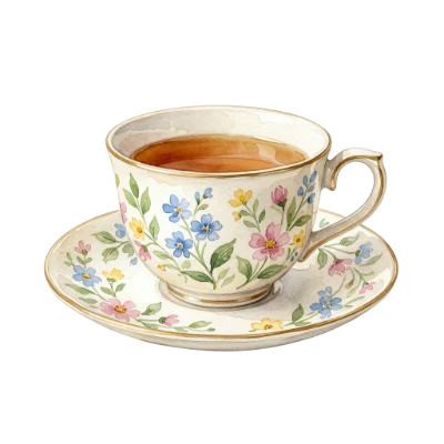 Floral Watercolor Tea Cup