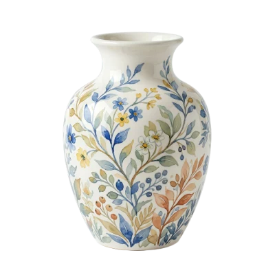 Floral Watercolor Vase