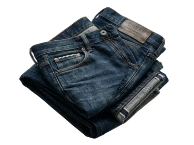 Folded Blue Denim Jeans