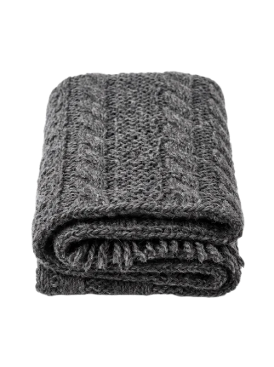 Folded Grey Knitted Blanket