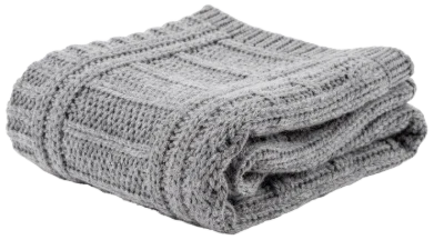 Folded Grey Knitted Blanket