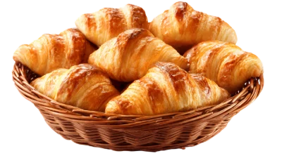 Fresh Croissants In Basket