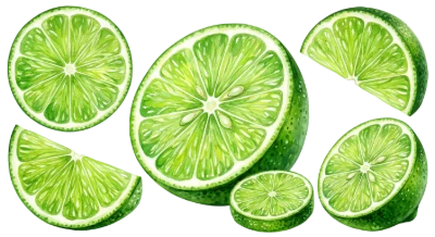 Fresh Green Lime Slices