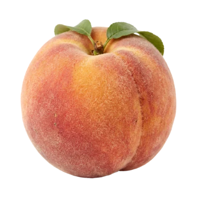 Fresh Ripe Peach Fruit with Green Leaves
