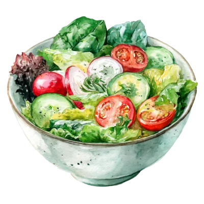 Fresh Vegetable Salad Watercolor