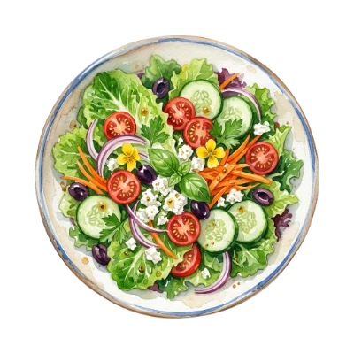 Fresh Vegetable Watercolor Salad