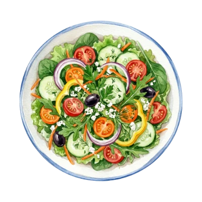 Fresh Vegetable Watercolor Salad
