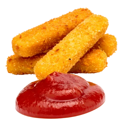 Fried Fish Sticks With Ketchup
