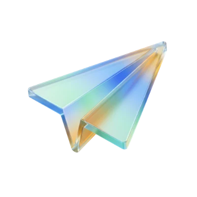 Glass 3D Icon Paper Plane