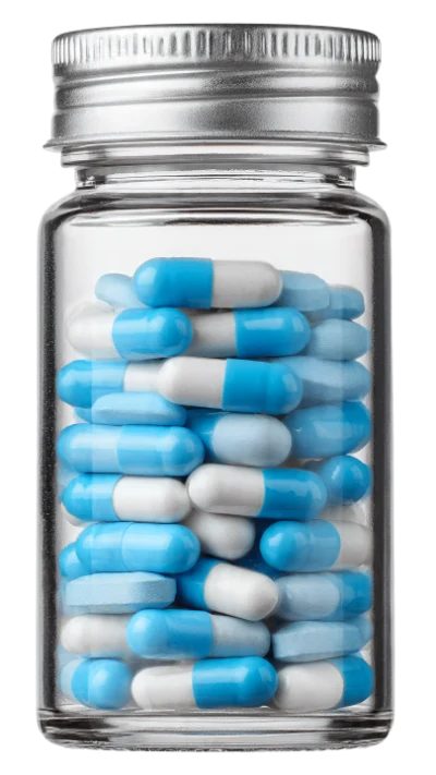 Glass Bottle With Pills