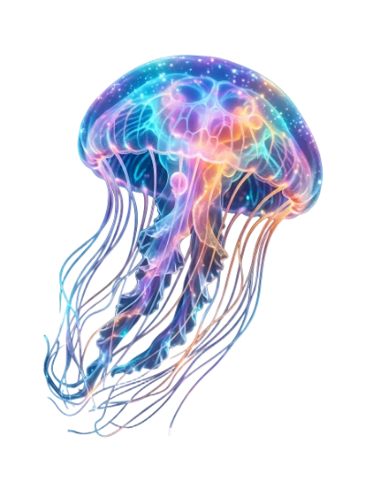Glowing Neon Jellyfish Illustration