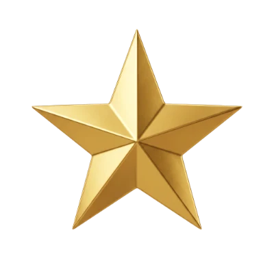 Golden Five Point Star