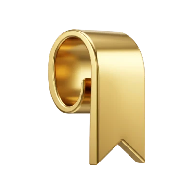 Golden Ribbon 3D Icon