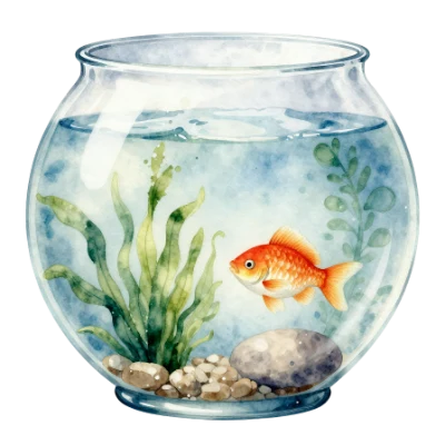 Goldfish In Glass Bowl