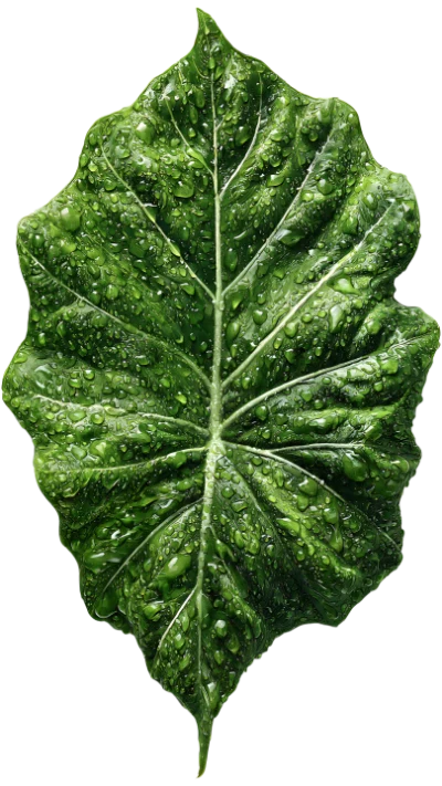Green Leaf With Dew