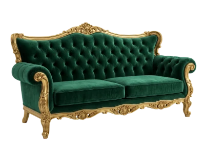 Green Velvet 3D Render Sofa