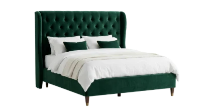 Green Velvet Tufted Bed