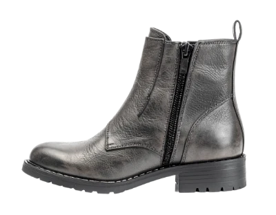 Grey Leather Ankle Boot