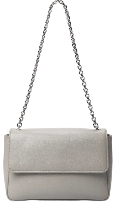 Grey Leather Shoulder Bag