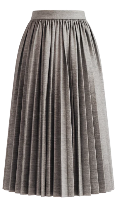 Grey Pleated Midi Skirt